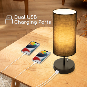 Aigostar lampada da comodino 2 porte di ricarica USB tirare interruttore ABS corpo Base in metallo Touch Dimming per camere da letto ingresso studio 5V - Product Image 3