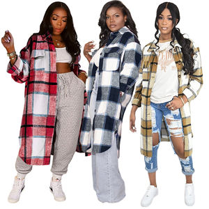 Wollt asche Plaid Frauen Langarm Shirt Damen Jacke Unisex - Product Image 1