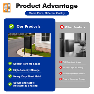 자립형 금속 우편함: 대형 야외 우체통, 잠금장치 및 스틸 택배 드롭 박스로 안전한 우편물 배송 - Product Image 5