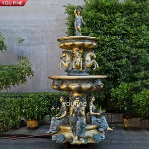 Estatua de bronce para mujer, escultura de Fuente Grande para exteriores