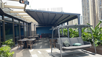 Auvent moderne électrique extérieur avec toit en pergola, auvent rétractable en aluminium écologique avec auvent en PVC, élégant et vert