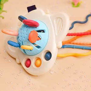 बेबी फूड ग्रेड टीईईथर रैटल्स शुरुआती सीखने के संवेदी खिलौना बच्चे संवेदी सिलिकॉन पुल स्ट्रिंग मोंटेसरी खिलौने - Product Image 3