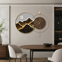 Horloge murale moderne avec peinture décorative en porcelaine de cristal et acrylique, art mural pour salon familial