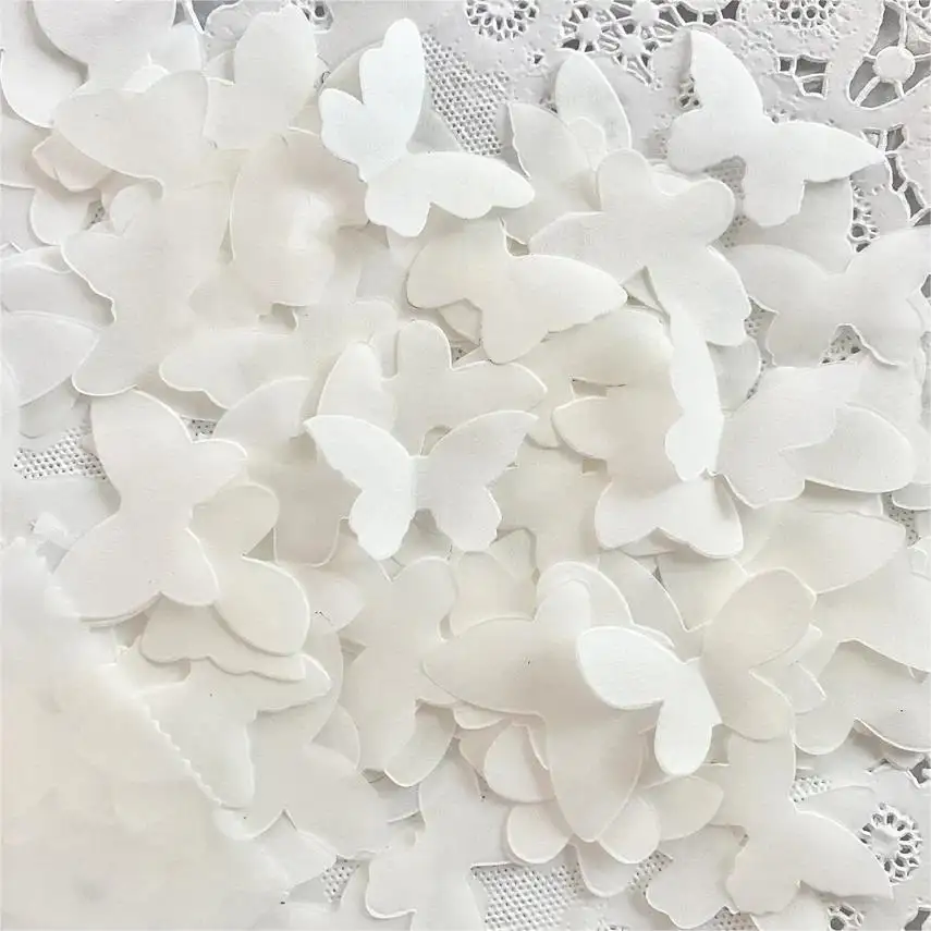 Kupu-kupu Biodegradable suci Pernikahan nikmat putih kupu-kupu pesta Popper meriam konfeti untuk dekorasi pesta pernikahan