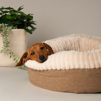 2025 Neue Version Mode Leinen Kaninchen Kunst pelz Plüsch Haustier Bett Donut Indoor Haustier Bett Anti-Rutsch Luxus Haustier Bett