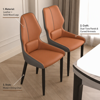 Chaise de salle à manger rembourrée moderne avec coussin lombaire, dossier haut et accoudoirs, idéale pour salle à manger, cuisine et mobilier de maison
