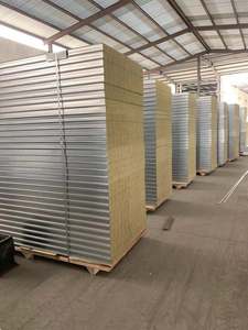 100mm chất lượng cao chống cháy Kim Loại Đá len Tấm bánh <span class=keywords><strong>sandwich</strong></span> cho kho lợp và cách nhiệt tường trong các dự án kỹ thuật - Product Image 6