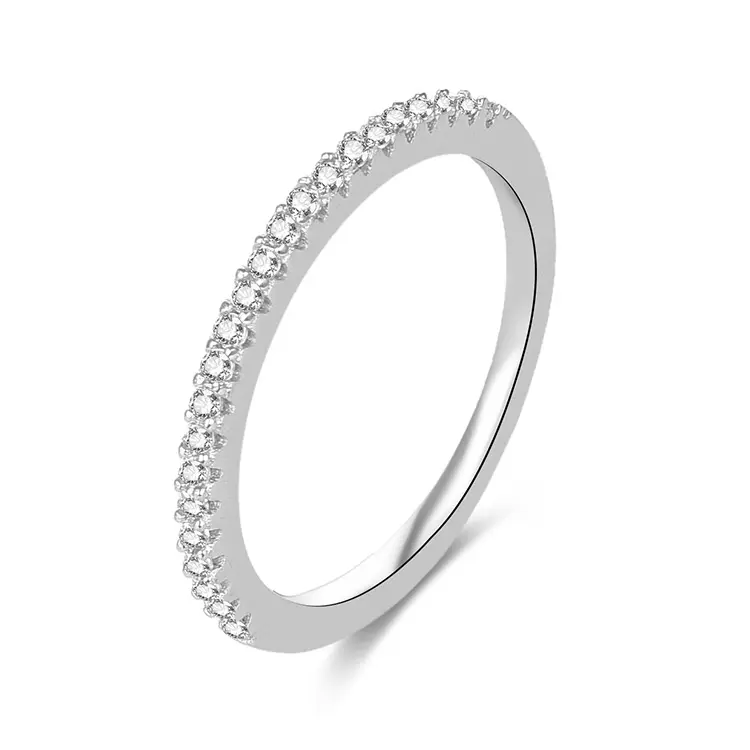 POLIVA 925 grosir perak murni batu CZ Cincin Pernikahan desain sehari-hari perak murni Solid kecil bersinar seperti cincin berlian