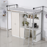 Lit Superposé en acier avec Bureau et Casier Loft Cadre de Lit Superposé En Métal Robuste et Dortoir Lit Design