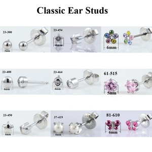 316L In Acciaio e 24K Placcato Oro Orecchini DELLA CZ DELLA Sfera Del Cuore Del Fiore della Stella Corona Farfalla Sterilizzato Confezionato Delle Donne Degli Orecchini regali Dei Monili - Product Image 4
