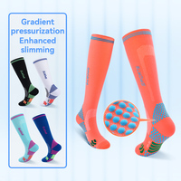Chaussettes de compression LINGTU Factory avec logo personnalisé, longues, jusqu'au genou, pour la course à pied, le cyclisme, la gym, pour les gonflements