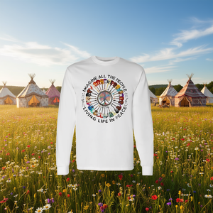 Imaginez des gens hippies vivant la vie dans la paix et l'amour, t-shirt à manches longues - Product Image 3