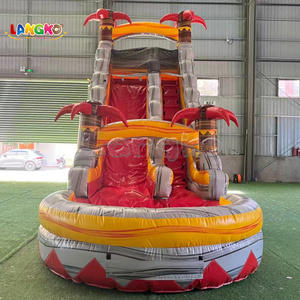 Tobogán Acuático Inflable Rojo Comercial con Piscina, <span class=keywords><strong>Parque</strong></span> Acuático Inflable con Temática de Volcán/Fuego para Niños y Adultos - Product Image 1
