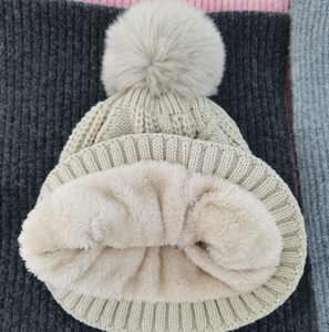 <span class=keywords><strong>Bonnet</strong></span> en <span class=keywords><strong>cachemire</strong></span> Krown de Mongolie, design de luxe, rayé, avec <span class=keywords><strong>pompon</strong></span>, tricoté, pour femme, avec fourrure, idéal pour l'hiver - Product Image 3