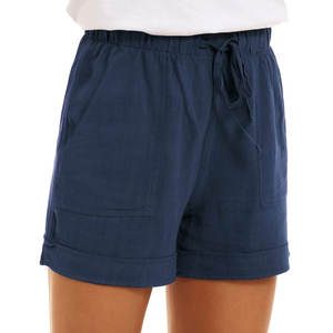 Shorts Casuales para Mujer, Ligeros, de Corte Holgado, con Logotipo Personalizado, Color Sólido, Ecológicos, con Cordón en la Cintura, en Venta - Product Image 4