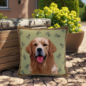 Coussin décoratif en <span class=keywords><strong>coton</strong></span> fait main avec motif animal, Golden Retriever élégant personnalisé - Product Image 2