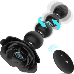 Neonislands Massageador de próstata com controle remoto sem fio, brinquedo sexual de casal rosa, cone anal de silicone com vibração rotativa, contas anal