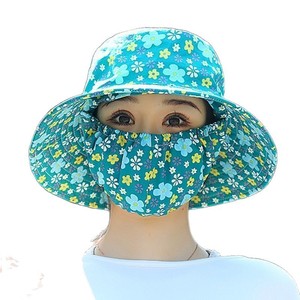 Floral Print Sun Hat With Face Covering UV Protection Summer Outdoor Travel Flat Top Fisherman Hat - Product Image 5