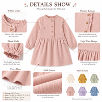 Robe trapèze style Mori pour petites filles, nouvelle collection automne 2026, 100 % coton, style artistique, col à volants, vente en gros