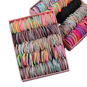 100 pièces/lot, élastiques à cheveux en caoutchouc de couleur bonbon pour filles, bandeaux pour bébés, chouchous, accessoires pour enfants - Product Image 1