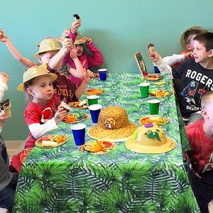 HIPIE Tropical Luau nappe en plastique Hawaii feuilles de palmier couverture de Table pour bébé fête d'anniversaire été Zoo <span class=keywords><strong>Jungle</strong></span> <span class=keywords><strong>Safari</strong></span> thème - Product Image 2