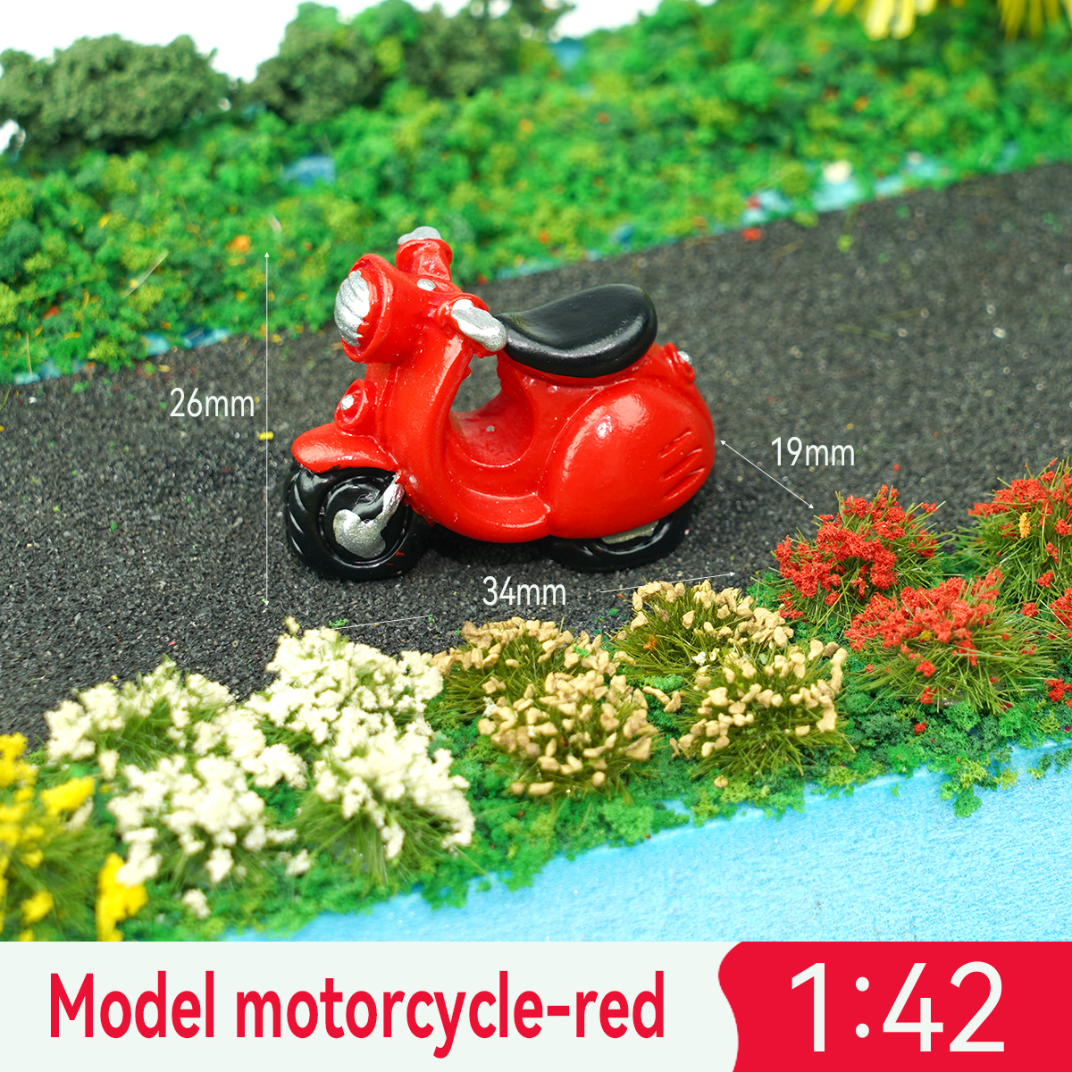 Motocicleta roja a escala 1:42