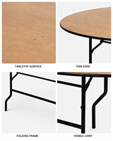 Table Ronde Pliante Robuste en Contreplaqué avec Bordure PVC Courbée pour Organisateurs d'Événements et Sociétés de Location – Vente en Gros