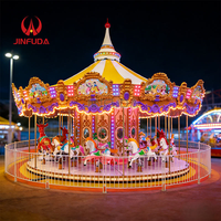 Manège pour enfants, attraction ludique et divertissante, carrousel à chevaux électrique sur remorque, à vendre