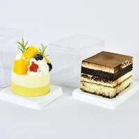 Nouvelle conception de boîte d'emballage en plastique PET transparent carré pour tiramisu, cupcakes, pâtisserie, boîte à gâteau jetable pour mariage