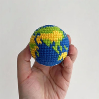 Porte-clés Terre au crochet, motif dessin animé écologique, en coton PP rembourré, amigurumi, globe terrestre, cadeau fait main pour professeur de géographie