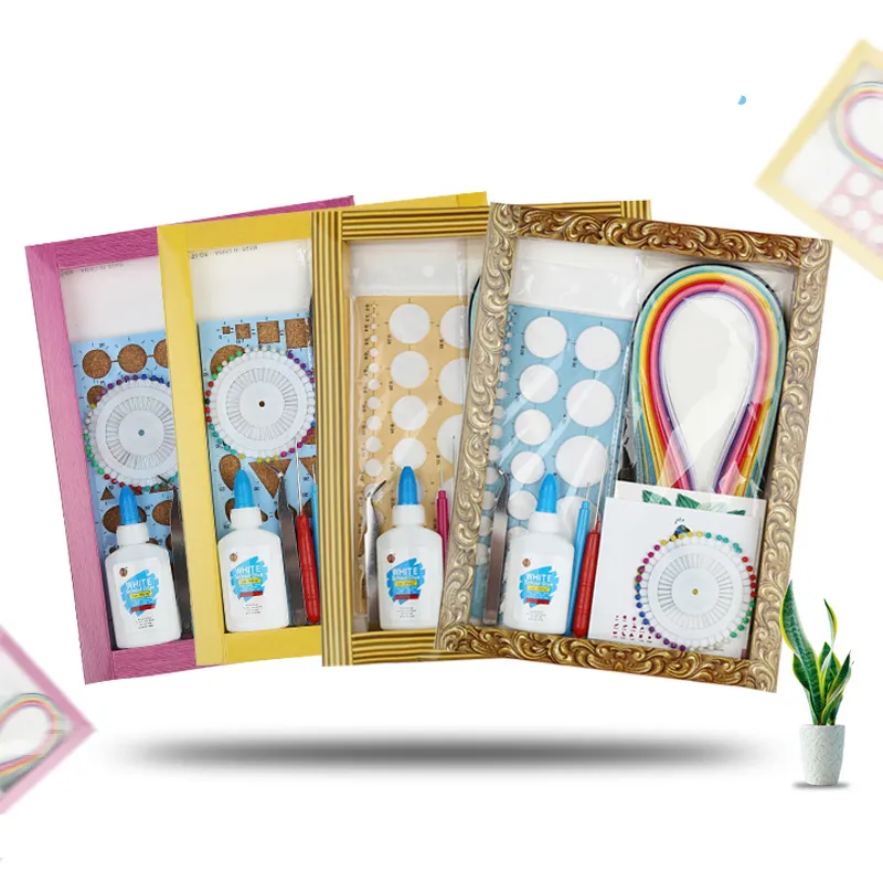 Kit de Quilling de papel para principiantes, kit de manualidades de papel artesanal con marco de fotos para decoración del hogar, 9 Uds.