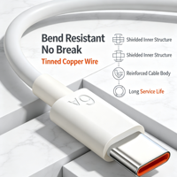 Kabel Pengisian Daya Super Cepat 6A Tipe C 1m Jaket TPE Oranye 4 Inti Flash Charge Kompatibel untuk Ponsel Android LeEco
