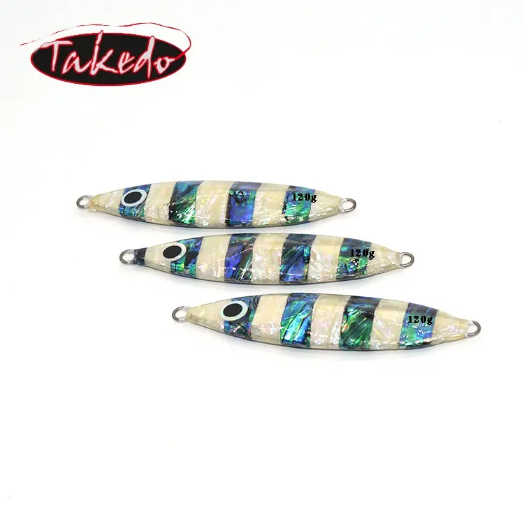 TAKEDO RX07 100g 120g Abalone Shell Slow Pitch Jigging Lures Fishing Jigging Peed Metal Jig Lure