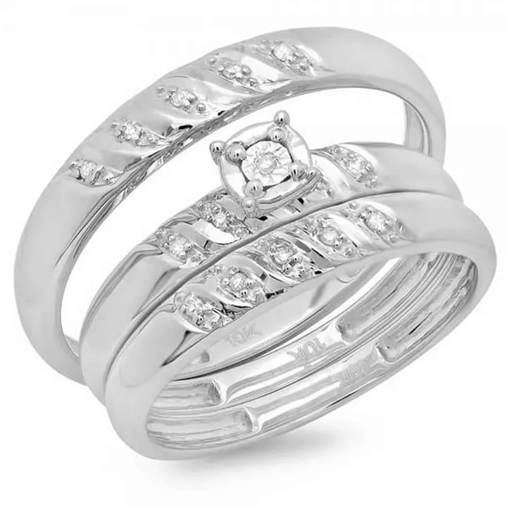 Factory wholesale Custom trio ring set in 0-24k 9k 10k 14k 18k 14k white gold ring jewelry for women and men