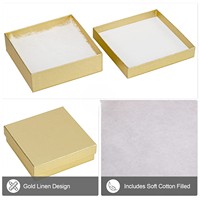 Boîte cadeau en carton doré de petite taille, garnie de coton, avec couvercles, pour l'emballage et la présentation de bijoux