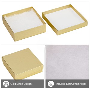 Scatole Regalo in Cartone Dorato con Coperchio, Riempite di Cotone, <span class=keywords><strong>per</strong></span> Confezionamento ed Esposizione di Gioielli - Product Image 3