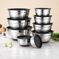 Ensemble de 7 bols à salade en acier inoxydable avec couvercles, bols empilables pour la cuisine à domicile, mélanger et servir