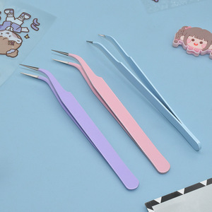 Eyelash tweezers, mochi tweezers, candy-colored journaling tools, DIY craft supplies, card holder <b>clips</b>, curved and straight - Product Image 2