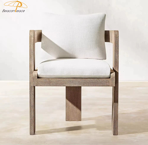 Meubles de patio extérieur en teck moderne nordique chaises de jardin de patio en bois massif de teck imperméable avec coussin - Product Image 2