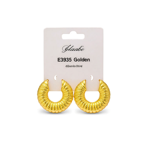 Orecchini a cerchio dorati Glaabo placcati in oro 22k, alla moda, da indossare tutti i giorni, unisex E3935 - Product Image 1