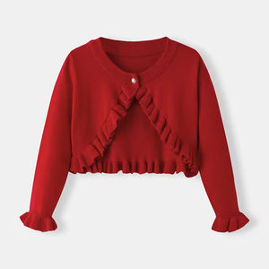 Nouvelle Collection Automne : Cardigan en Coton Tricoté pour Bébé Fille, Manteau Enfant Couleur Unie à Col Rond, Pull Châle pour Tout-Petits - Product Image 4