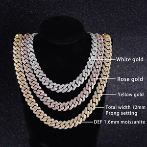 Starsgem 힙합 쥬얼리 남성 럭셔리 링크 체인 초커 스털링 실버 Moissanite 아이스 아웃 쿠바 링크 체인 목걸이 - Product Image 6