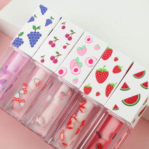 MLM Customizable3pcs Square Tube <b>Lip</b> Oil Kit, Fruit Pattern Custom Cap, Hydrating Watery Plumping <b>Lip</b> Oil portable <b>lip</b> gloss - Product Image 3