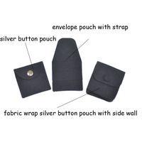 Ensemble de pochettes à pression en velours noir 5*5cm, mini sacs de rangement pour bijoux avec fermeture à bouton
