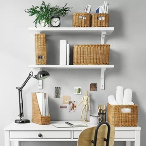 Hand Woven Natural Rattan Magazine Rack 10x25x30cm <b>File</b> Organizer Office Desk <b>Storage</b> Aesthetics - Product Image 4