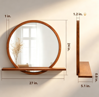 Miroir mural en bois courbé festonné, miroir décoratif moderne vintage léger pour entrée, salon, chambre, décoration intérieure