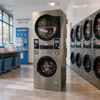 20/25KG Robust Stack Coin Washer Dryer Commercial Laundry Machinery Equipment Ideal for Self-Service Laundromat