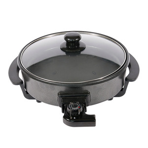 Eléctrica sartén antiadherente con control <span class=keywords><strong>de</strong></span> temperatura para pizza, sartén con tapa, sartén redonda, 1500W - Product Image 1