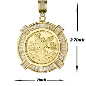 Nouveau Design Bijoux Mexicains Collier 14k Accessoires Laiton <span class=keywords><strong>50</strong></span> Peso Souvenir Coin Pendentif Mexique <span class=keywords><strong>50</strong></span> Peso - Product Image 1