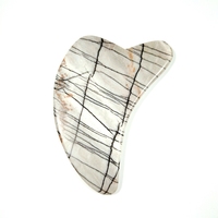 Outil de massage Gua Sha en forme de cœur HZ, pierre naturelle, quartz rose, jade, jaspe Picasso, grattoir Gua Sha pour le visage